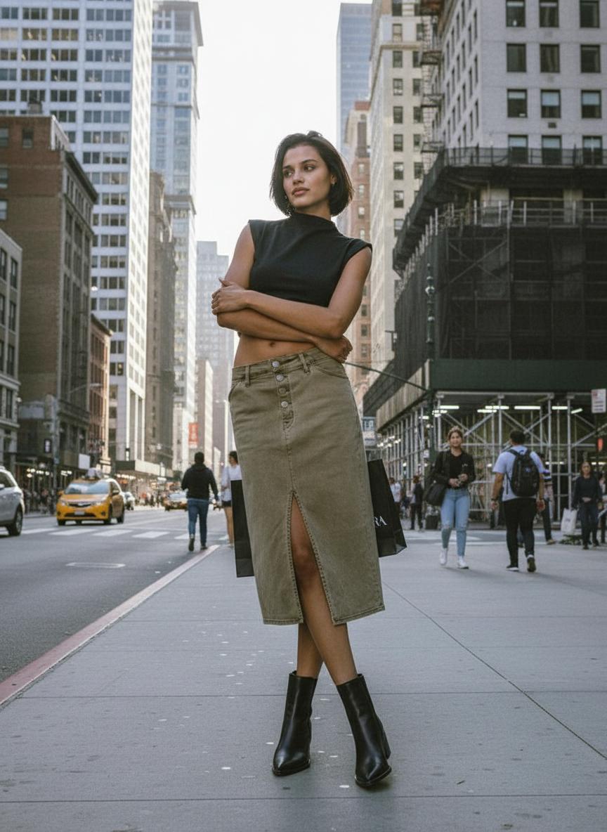 С чем носить юбку миди в 2025: модные образы, советы стилистов и антитренды — фото 12