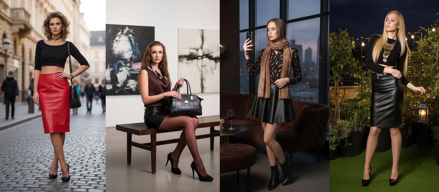 С чем носить кожаную юбку в 2024-2025 году — фото 7