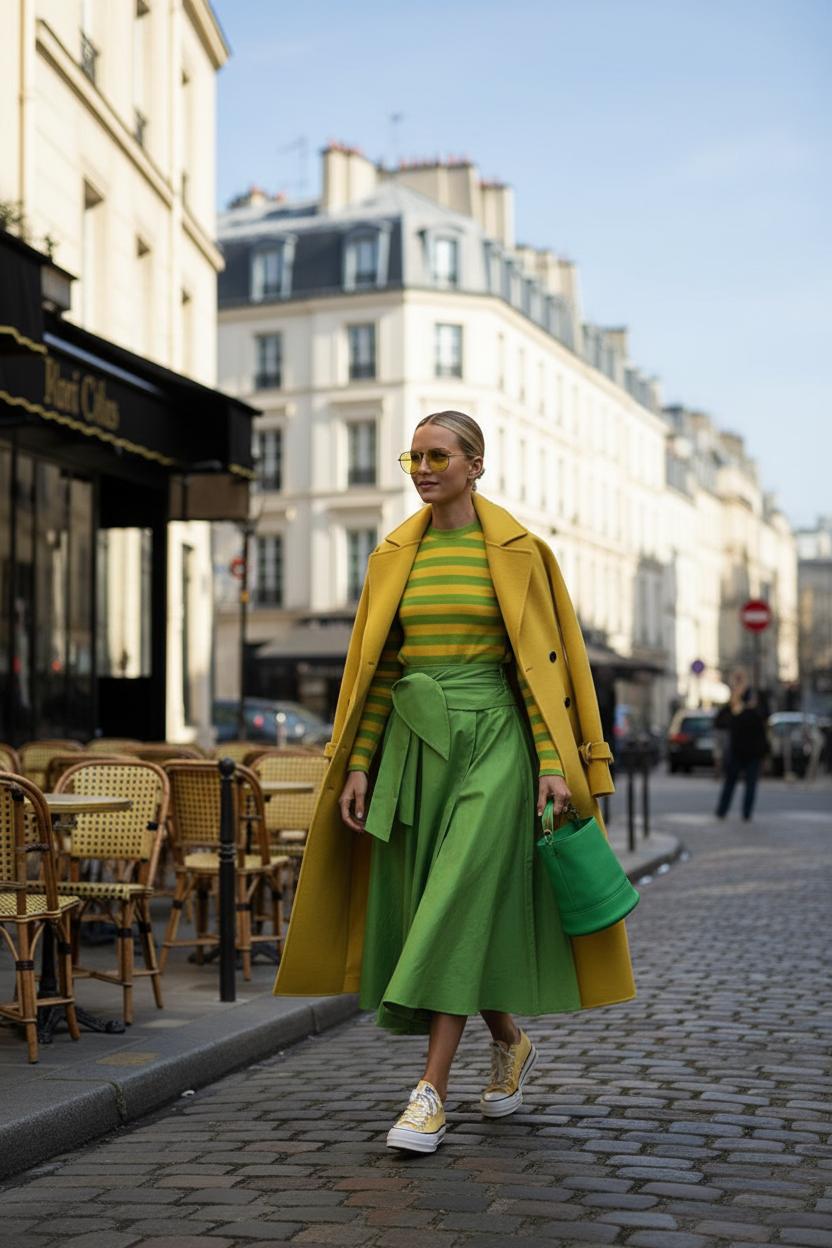 С какими цветами носить зеленый: тренды и стильные сочетания — фото 23