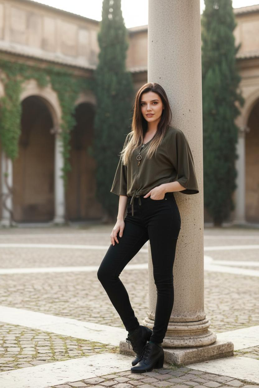 С чем сочетается оливковый цвет в одежде — фото 10