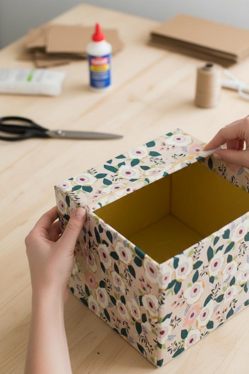 Как обшить коробку тканью своими руками: пошаговая инструкция, советы и идеи — фото 4